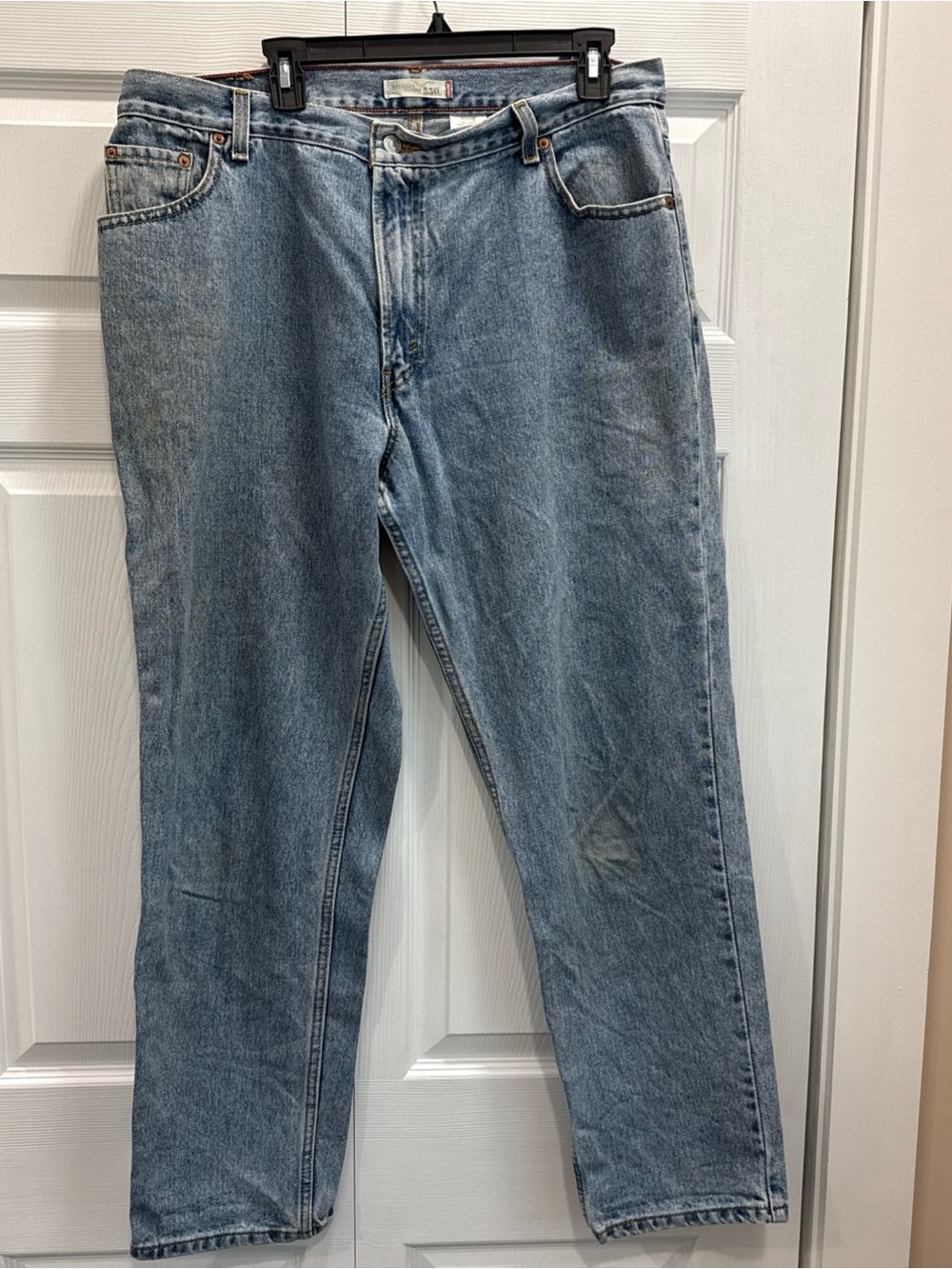 Levis Jeans Womens 18 Blue 550 Relaxed Tapered Cut Distressed Denim Cotton Blend